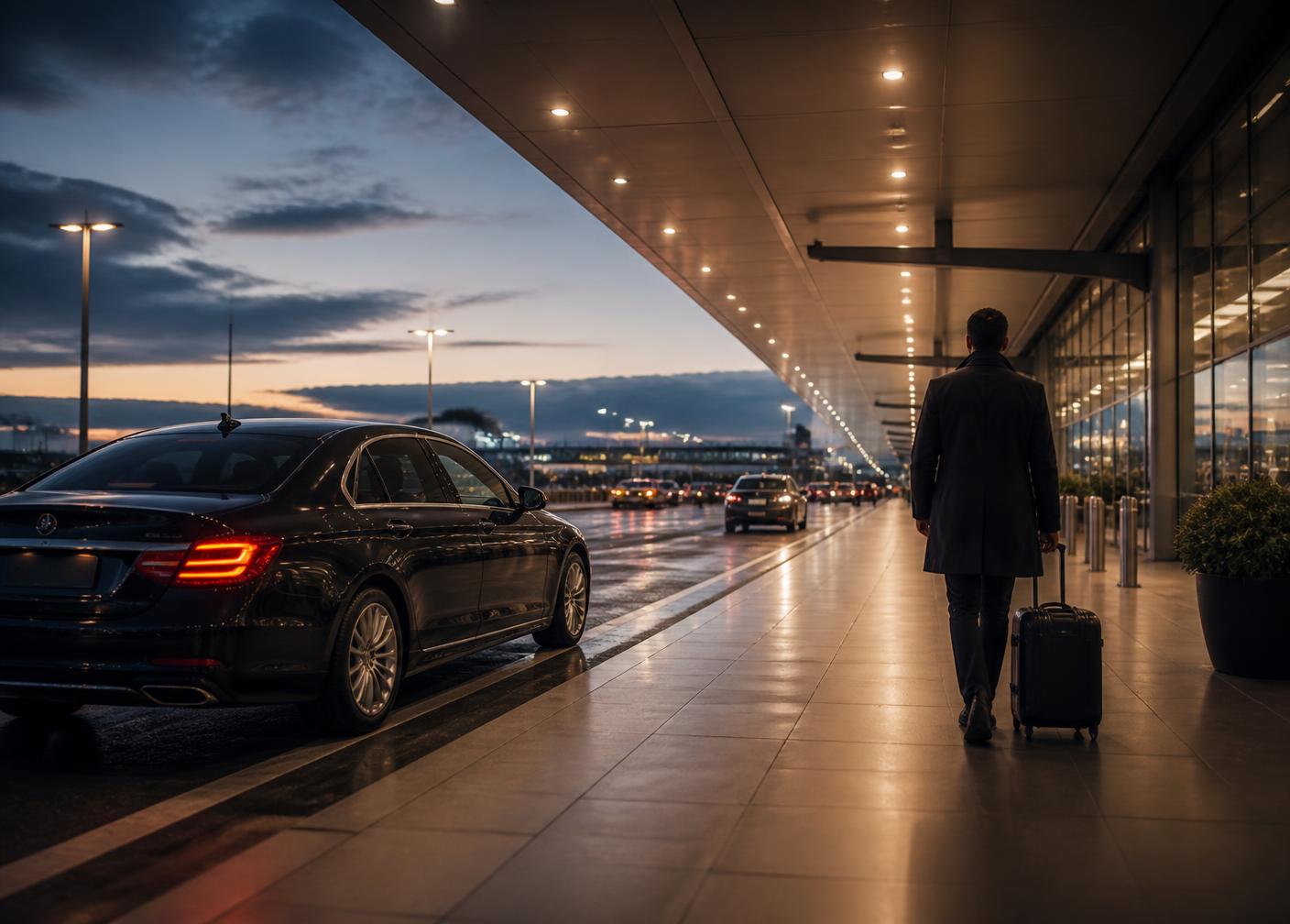 Overdracht van een auto bij de vertrekpassage van de luchthaven